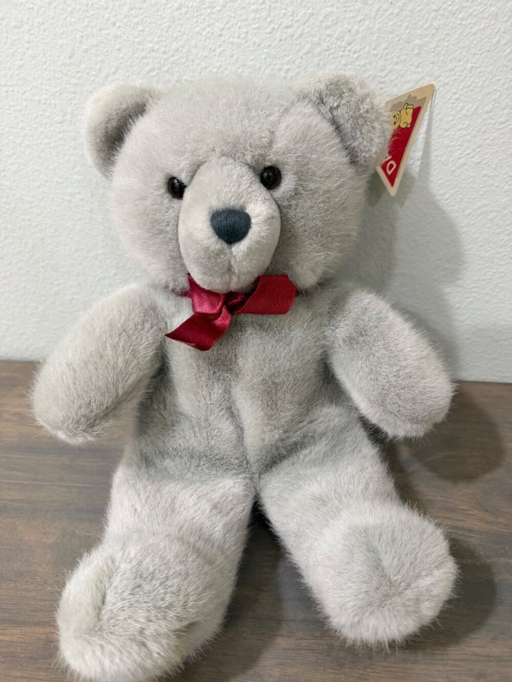 Vintage 1990 Dakin Light Gray Plush Teddy Bear Stuffed Animal With Tag 14"
